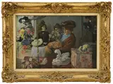 Pierre Jeanniot, Ladies Arranging Flowers Around the Table, Oil on canvas