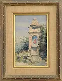 August Benziger, Young Girl Seated by a Well, Watercolor on paper