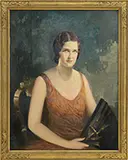 C S Wiltshek, Portrait of a Lady with Fan, Oil on canvas