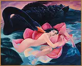 Unsigned, Lolita and the Swan, Oil on canvas