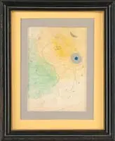 Abstract Composition by Joan Miró, Watercolor and pencil scene of two figures under star and moon, offered May 2006