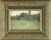 Edward Loyal Field, Stone Farm House, Oil on canvas depicting stone house and archway