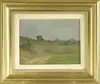 Edward Loyal Field, Small Country Farm, Oil on canvas of small rural farm in hilly landscape with stone fences. Probably Catskills or Hudson River Valley, N.Y
