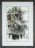 John A Neff, Large Ship at Dock, Watercolor scene shows a large wood ship with tall mast and large rowboats at side