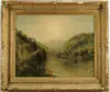 William Williams, Lake Amongst the Hills, Oil on canvas scene shows forested hills, rocky shore descending to a small lake
