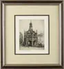 Edward W. Sharland, Royal Square, Engraving shows plaza with fancy building having clock and arches