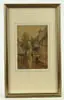 H. Anthony Dyer, Houses by a Canal, Watercolor scene shows two story houses with canal and boat. Pencil signed lower left