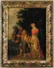 Flight from Egypt by Unsigned, Oil on panel scene shows mother, father and child with donkey under large trees and walking barefoot along dirt road, offered Aug 2003