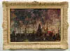 Charles Horwood, Hyde Park-Evening, Oil on board scene shows park setting with many people under glistening lights