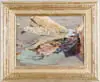 Bertha Menzler-Peyton, When the Tide Goes Out, Oil on canvas scene shows colorful tidal pool with rocks and beach