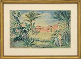 Waldo Peirce, Waldo and Ernest Hemingway Out Shooting, Watercolor and ink on paper