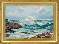 Charles H. Ebert, Coastal Waves, Oil on canvas