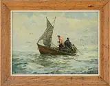 Jack L. Gray, Fisherman at Sea, Oil on board