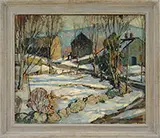 William Lester Stevens, Winter Homestead, Oil on canvas