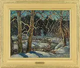 William Lester Stevens, Winter Trees, Oil on Masonite