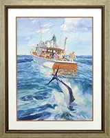 John Whorf, Reeling in the Big One, Watercolor