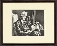 Old Man Reading by Thomas Hart Benton, Lithograph, offered Aug 2017