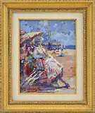 Donald R. Purdy, Lady with Parasol at the Beach, Oil on Masonite