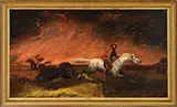 George Catlin, Buffalo and Hunters Fleeing a Great Fire, Oil on canvas