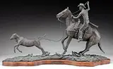 Truman Bolinger, Wild and Rugged, Bronze Mounted to a shaped wood base