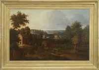Unsigned, Rural Village Landscape, Oil on canvas