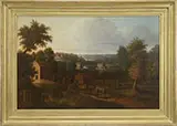 Unsigned, Rural Village Landscape, Oil on canvas