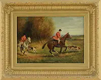 John Sanderson-Wells, Two Works: Hunt Scenes, Oil on wood panel