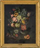 Johann Nepomuk Mayerhoffer, Still-Life of Flowers in an Urn with Bird, Oil on canvas