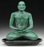 Elizabeth Strong-Cuevas, Meditation, 1997, Patinated bronze Accompanied by a small Chinese style black lacquered oval stand