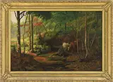 Walter Styles, Cows at Watering Hole, Oil on canvas
