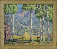 Robert Atwood, Landscape with Birches, Oil on canvas