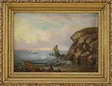 Mauritz F. H. de Haas, Coastal View with Sailboats, Oil on canvas