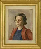 Robert Phillips, Portrait of a Woman with Red Coat, Oil on canvas