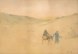 Henry Bacon, Orientalist Scene with Woman and Baby on a Donkey
