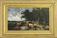 Joseph Wenglein, Barbizon Style Pastoral Landscape, Oil on canvas