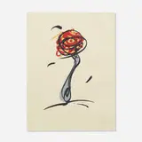 Claes Oldenburg, Twirling Fork, with Meatball and Spaghetti, 1993, relief print in colors on Korean Kozo