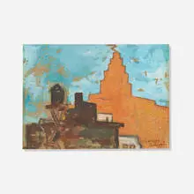 View of New York by Gershon Benjamin, c. 1930, gouache on board, sold Mar 2022