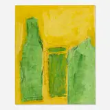James Lechay, Painting with Green and Ochre, gouache and charcoal on paper