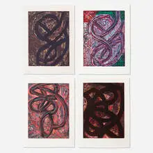 Louise Fishman, Suite of four works, 1984, woodcut in colors with hand-deletions on Arches