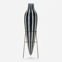 San Paolo, Vase with stand, c. 1950, glazed stoneware, brass