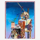 Amir H. Fallah, I Put You on a Pedestal (Travis), 2008, acrylic, pencil, and collage on paper mounted to canvas