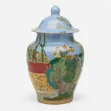Michael and Magdalena Suarez Frimkess, Covered jar, 1991, hand-decorated glazed earthenware