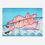 Louise Bourgeois, Hamlet and Ophelia, 1997, lithograph in colors with hand-coloring additions
