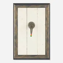 Rainbow Faucet (from the 7 Objects in a Box portfolio) by Jim Dine, 1965, sand-cast aluminum dipped in paint mounted to painted wood, sold Oct 2024