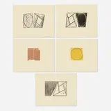Robert Mangold, Five works from the Seven Original Woodcuts portfolio, 2000, woodcut in colors on Korean Kozo