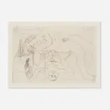 Pablo Picasso, Untitled (from El Entierro del Conde de Orgaz portfolio), 1969, etching with drypoint on folded Romani wove with artist's watermark