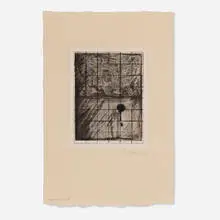 Jasper Johns, Map, 2012, etching, aquatint and drypoint on Shikibu Gampi Chine collé on Mitsumata Kurotani