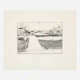 Richard Diebenkorn, #32 (street scene - trees, houses, lawns) (from the 41 Etchings and Drypoints portfolio), 1965, hard-ground etching and drypoint on BFK Rives
