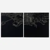 Yvonne Jacquette, Hudson River (diptych), 2007, woodcut in colors