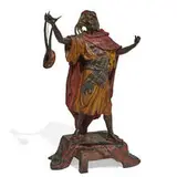 Arthur Waagen, Orientalist large figural sculpture holding a bowl lyre
